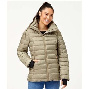 JESSICA SIMPSON Hooded Puffer Winter Coat Jacket Sage Green Womens Sz Medium NEW